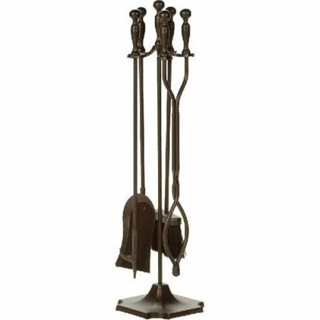 DAGAN Fireplace Tool Set - Rail on Base, Bronze - 5 Piece 6532